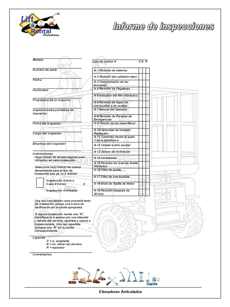 CheckList Manlift PDF Vehículos Transporte