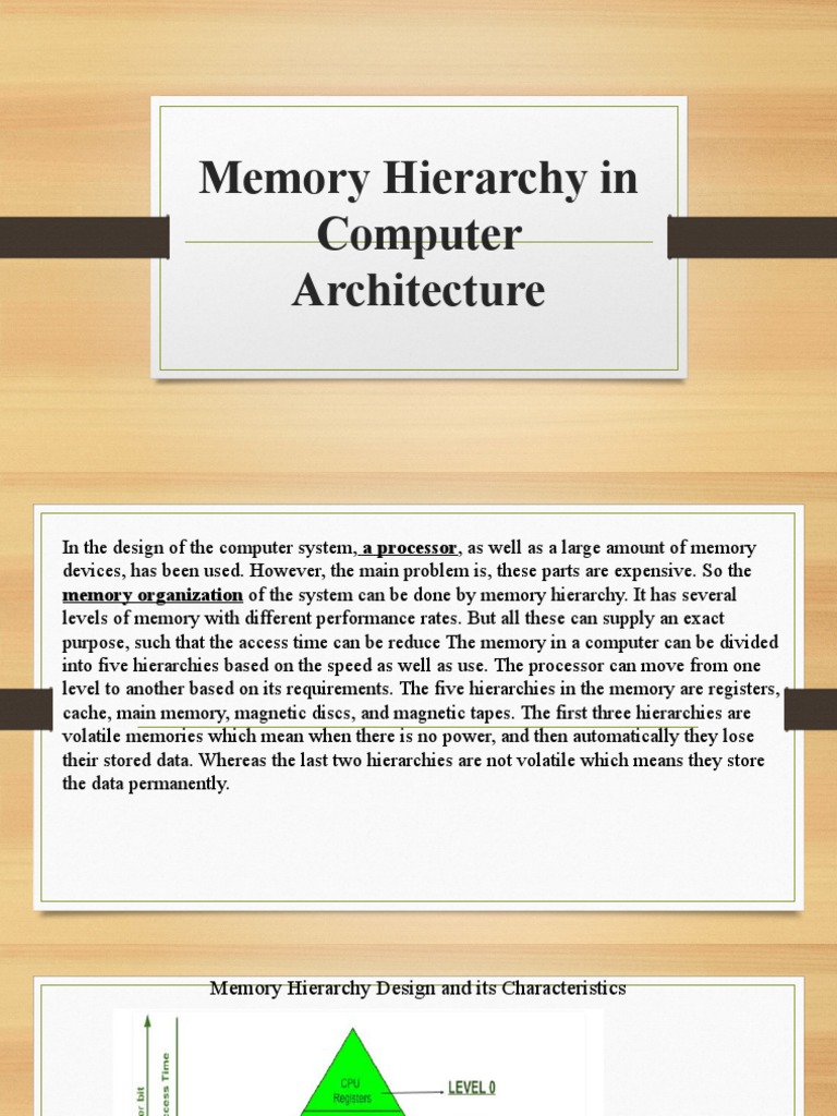 Memory Hierarchy in Computer Architecture PDF