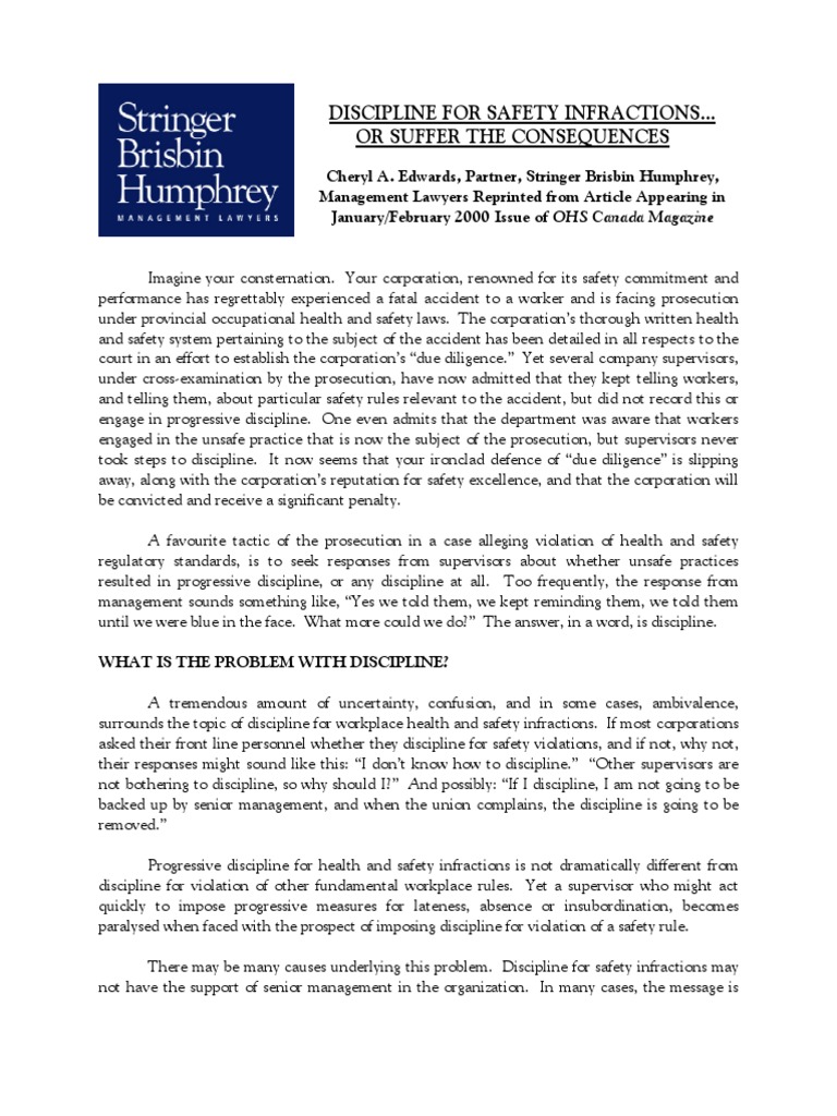 Discipline Crucial for Safety Compliance | PDF | Occupational Safety ...