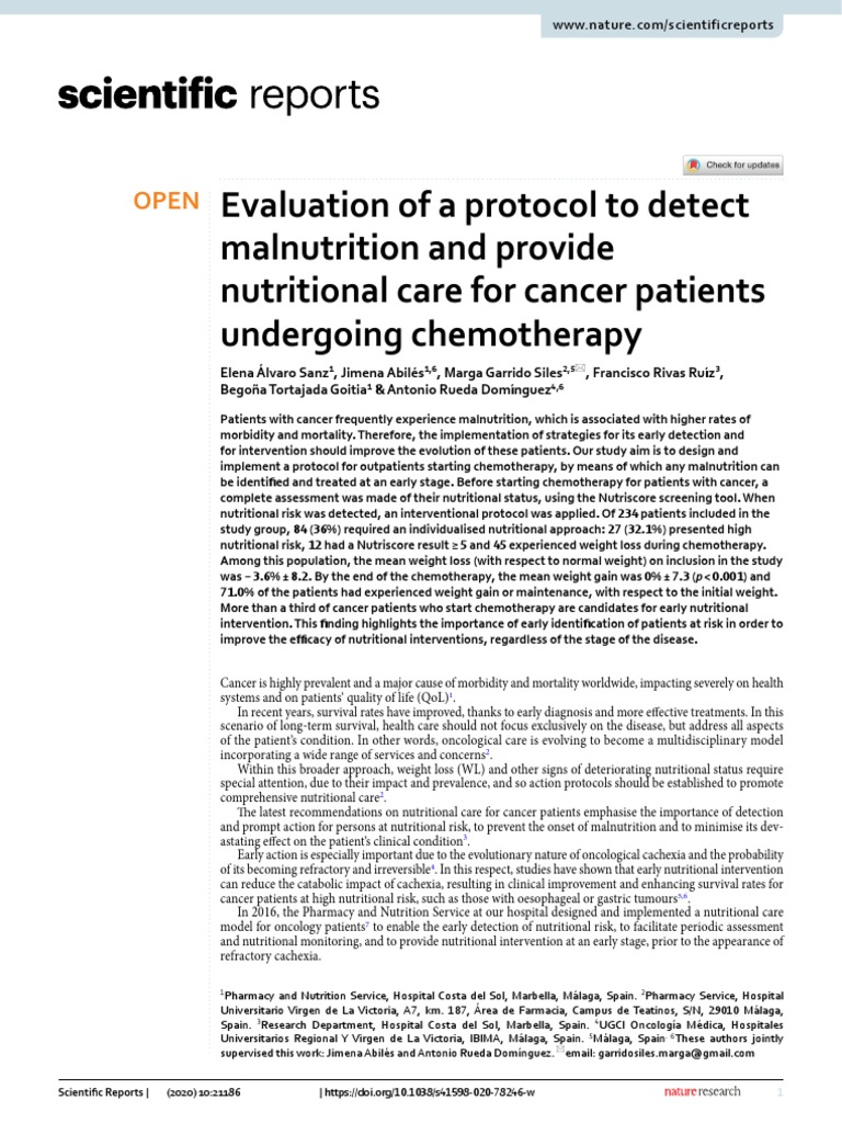Nutritional Care Protocol for Cancer Patients | PDF | Chemotherapy | Cancer