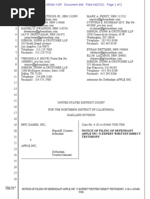 Apple S Expert Written Testimony Epic Games V Apple App Store I Os Ios