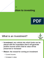 Topic 1 - Introduction To Investing