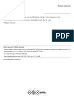 Critique Et Limites de La Vie Artificielle Forte. Des Leçons de L'intelligence Artificielle Aux Résistances de La Vie Philippe Goujon