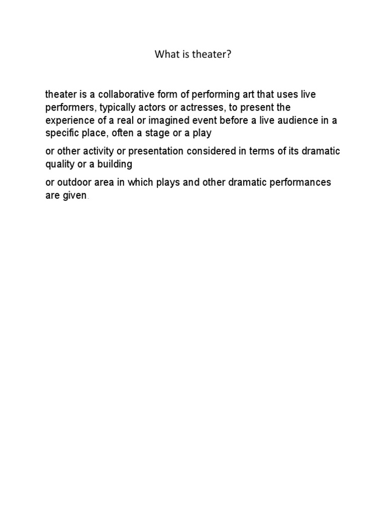 Theater: A Live Art Experience | PDF | Art