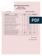Kakoli High School & College: English Version Assessment-1 (2021)