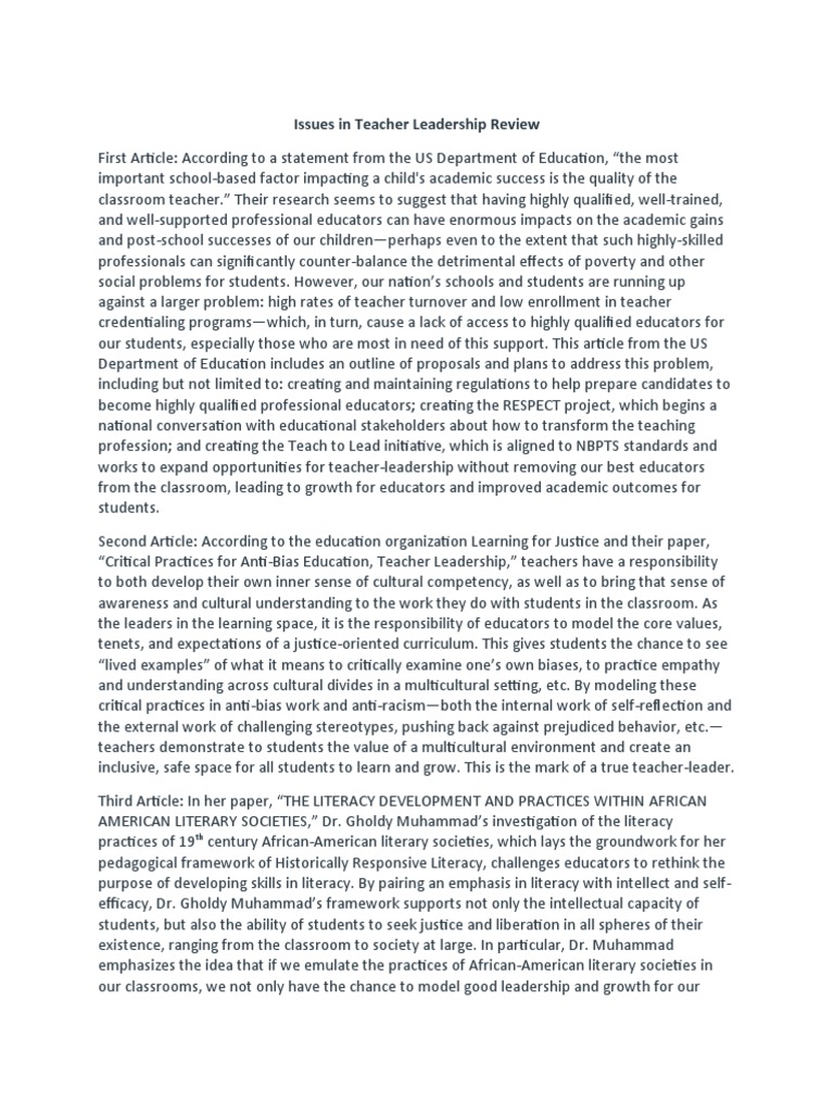 Teacher Leadership Challenges and Solutions | PDF | Teachers | Leadership
