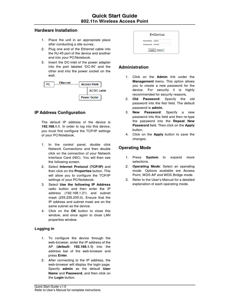 Quick Start Guide: Hardware Installation | PDF | Ip Address | Internet ...