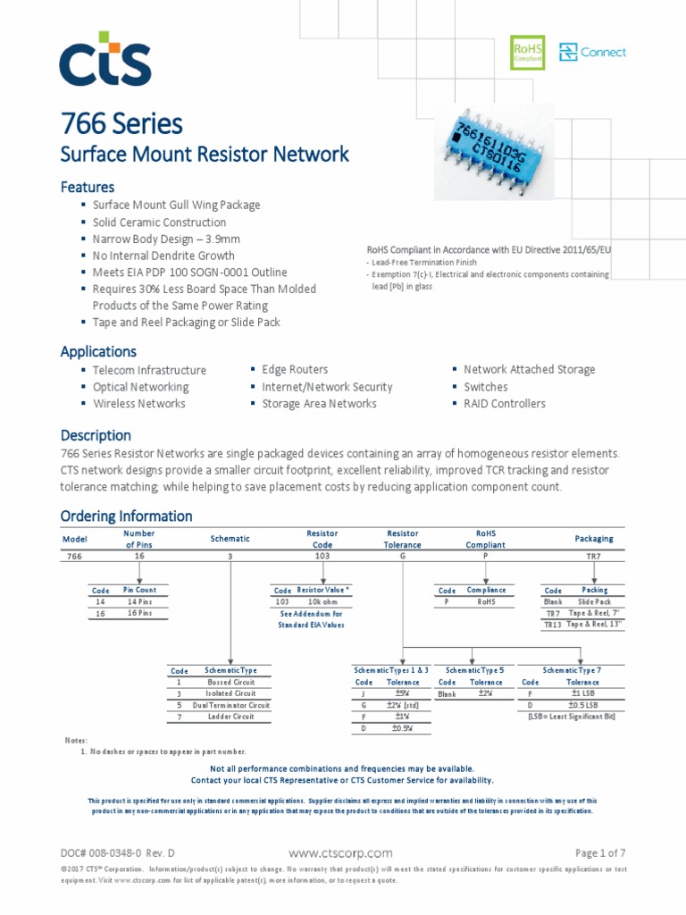 766 Series: Surface Mount Resistor Network | PDF | Resistor ...
