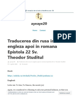 Traducerea Din Rusa in Engleza Apoi in Romana Epistola 22 Sv. Theodor Studitul