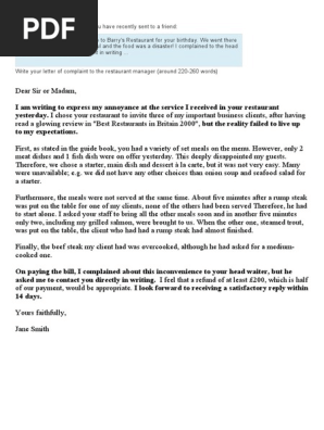 Letter of Complaint