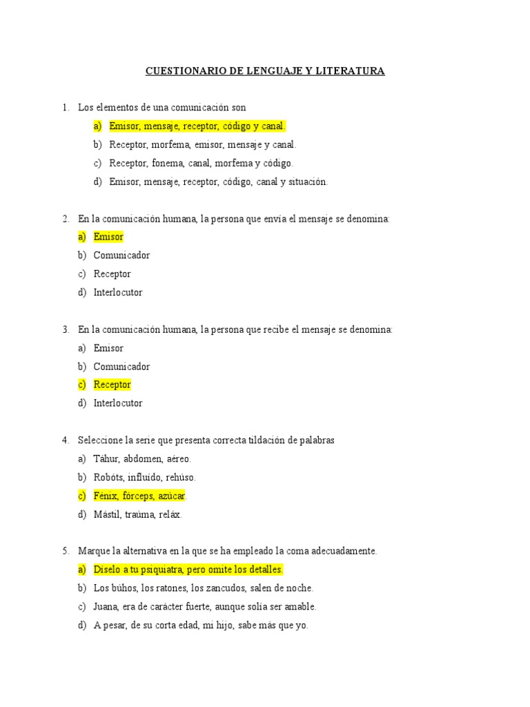 Cuestionario de Lengua y Literatura | PDF | Fonética | Voz humana