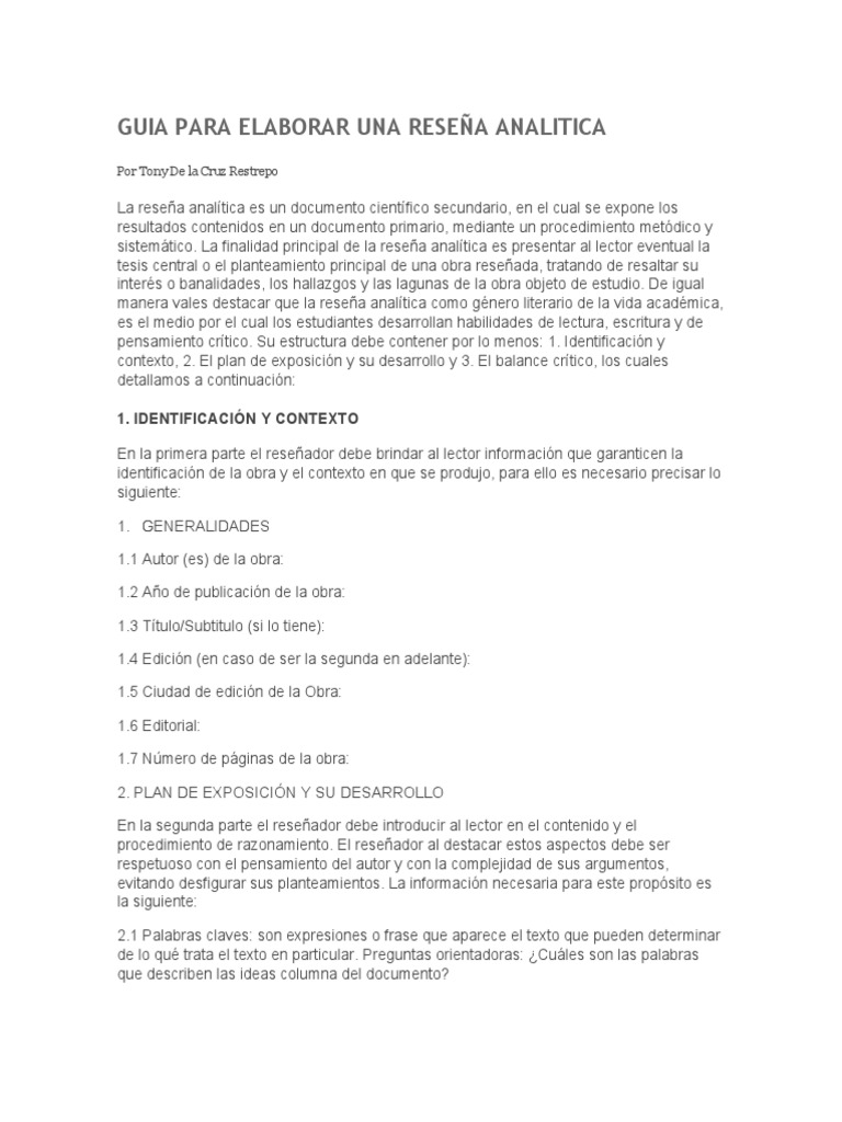 Ejemplo De Reseña Analítica De Un Libro – LYECY