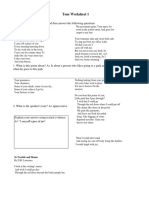 Tone Worksheet 1: Directions: Read Each Poem and Then Answer The Following Questions