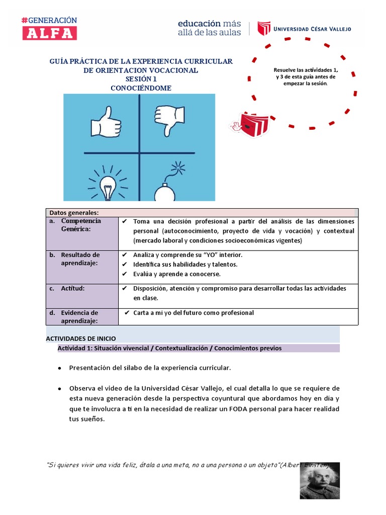 Guía de Autoconocimiento Vocacional | PDF | Albert Einstein | Aprendizaje