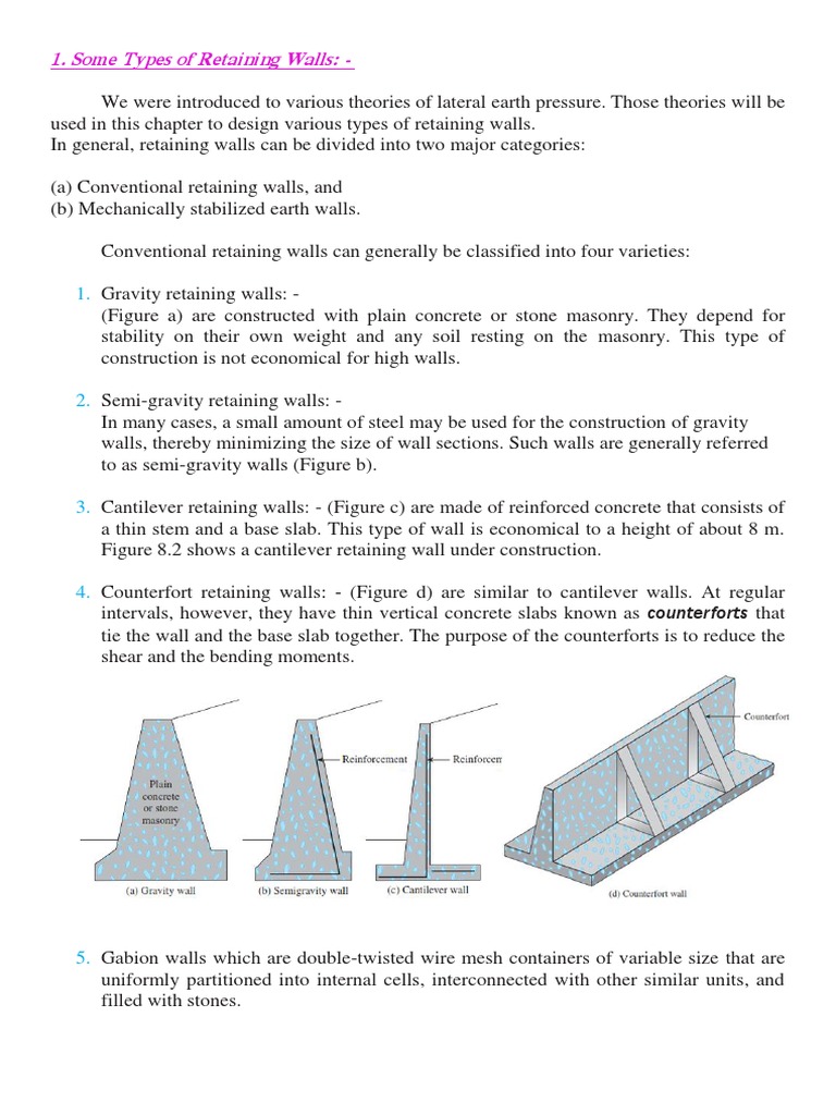 3-Type of Retaining Walls | PDF | Deep Foundation | Civil Engineering