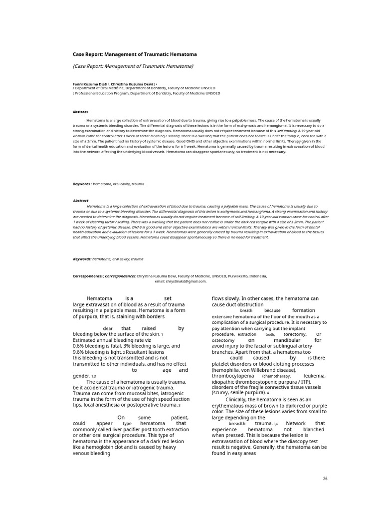 Management of an Oral Hematoma Through Conservative Treatment and