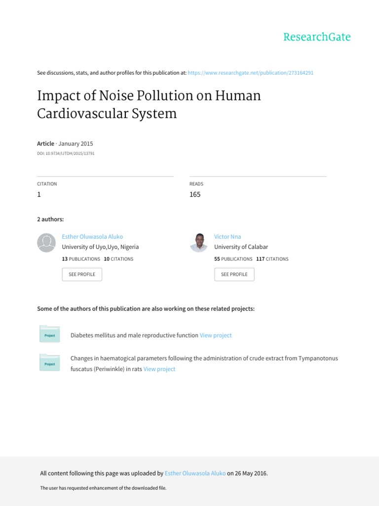 Impact of Noise Pollution On Human Cardiovascular | PDF | Sound | Blood ...