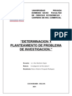 Determinacion y Planteamiento de Problema de Inv.