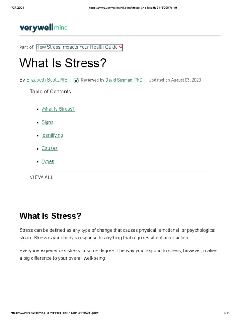Stress and Health 3145086 | PDF | Fight Or Flight Response | Stress ...