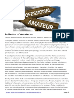 In Praise of Amateurs