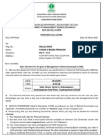 RINL Recruitment Interview Letter