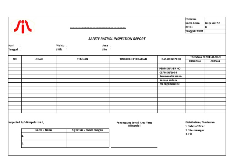 6.D. Inspection Safety Patrol Report | PDF