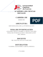 Analisis Critico Sobre La Seleccion y Delimitacion Del Tema