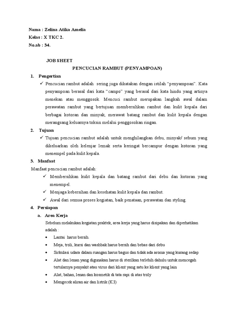 Bagi Jobsheet Cuci Blow | PDF