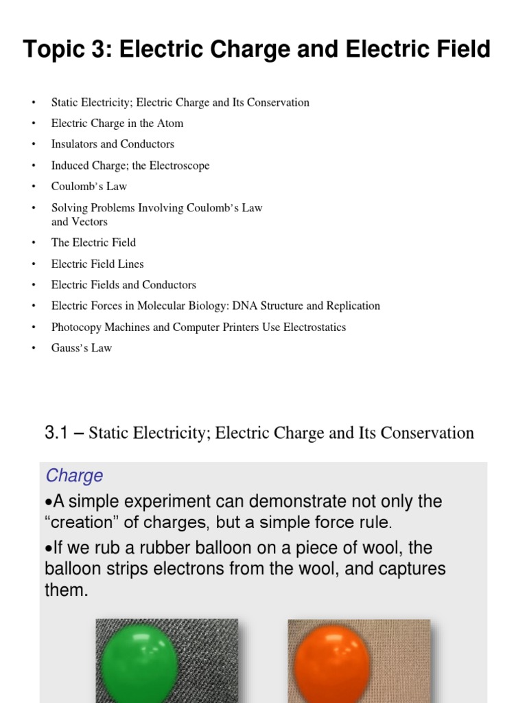 Topic 3 Electric Field & Electric Charge | PDF | Electric Charge ...