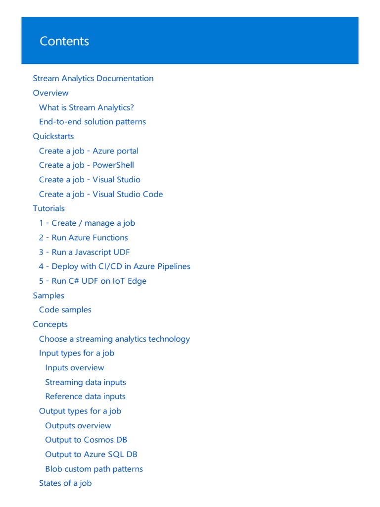 Azure Stream Analytics Documentation Overview | PDF | Microsoft Azure ...
