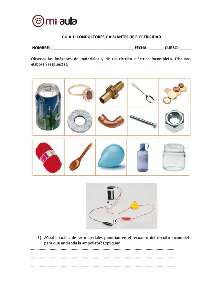 Guia 1 Aislantes y Conductores de Electricidad 95942 20190226 20180212 ...