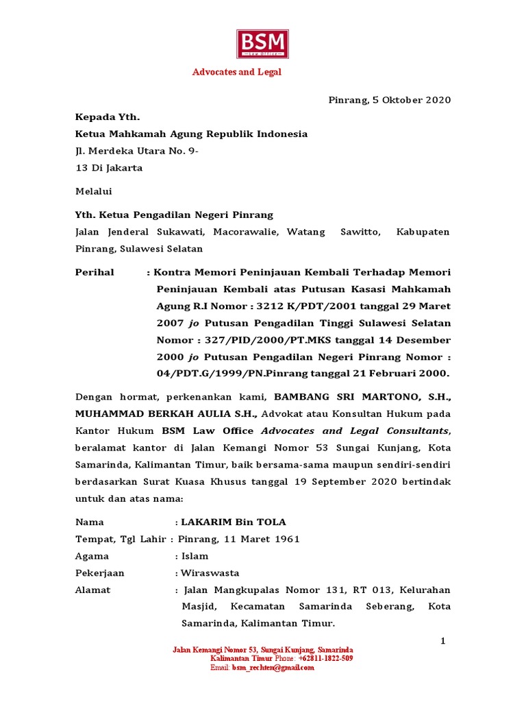 Kontra Memori Pk 5 Oktober 2020 Pdf