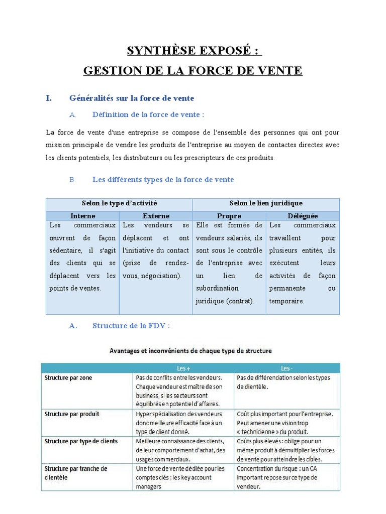 Gestion efficace de la force de vente | PDF | Sodles | Sociétés