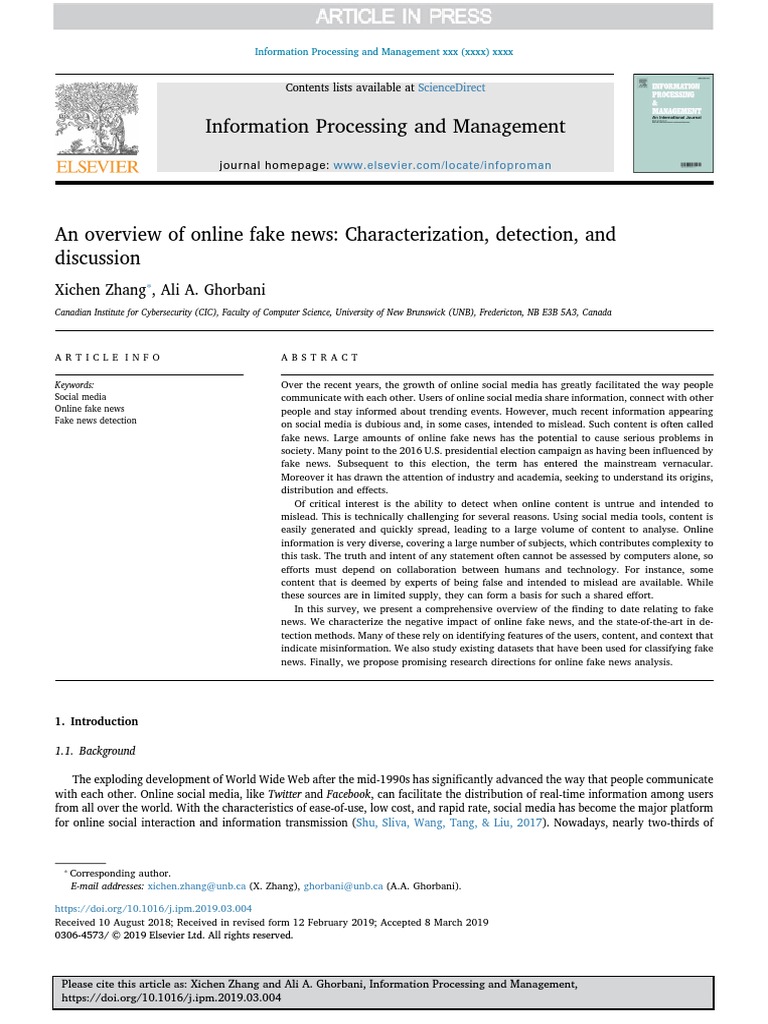 An Overview of Online Fake News | PDF | Social Media | Popular Culture ...