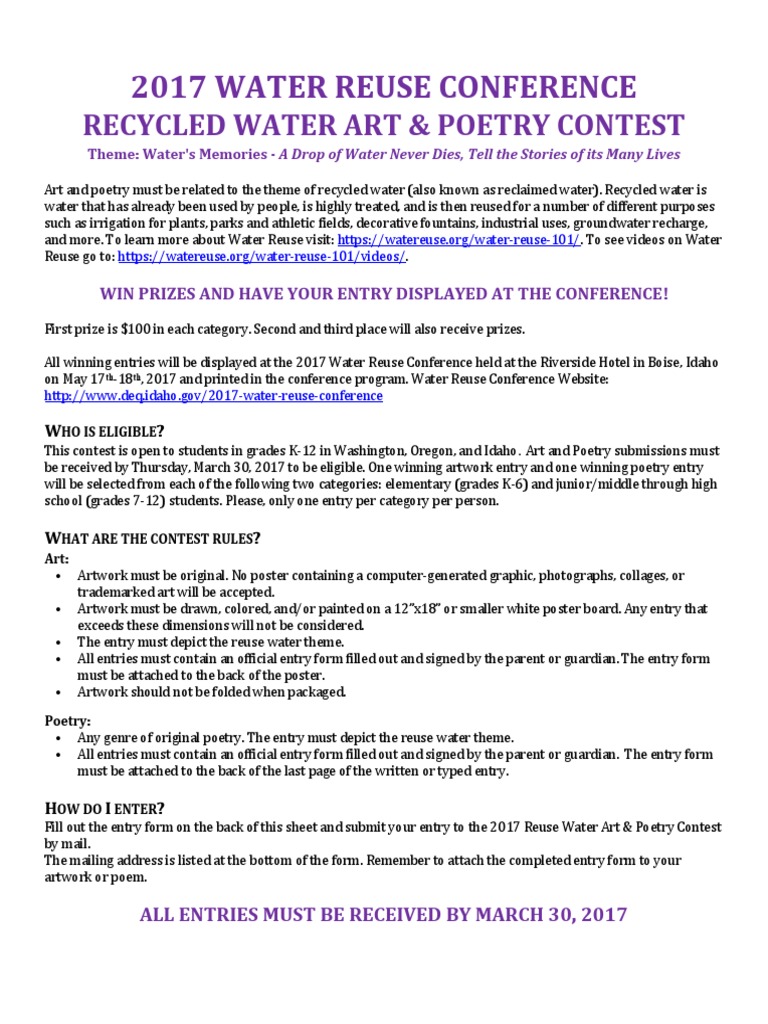 Water Reuse Conference Contest PDF Reclaimed Water Paintings