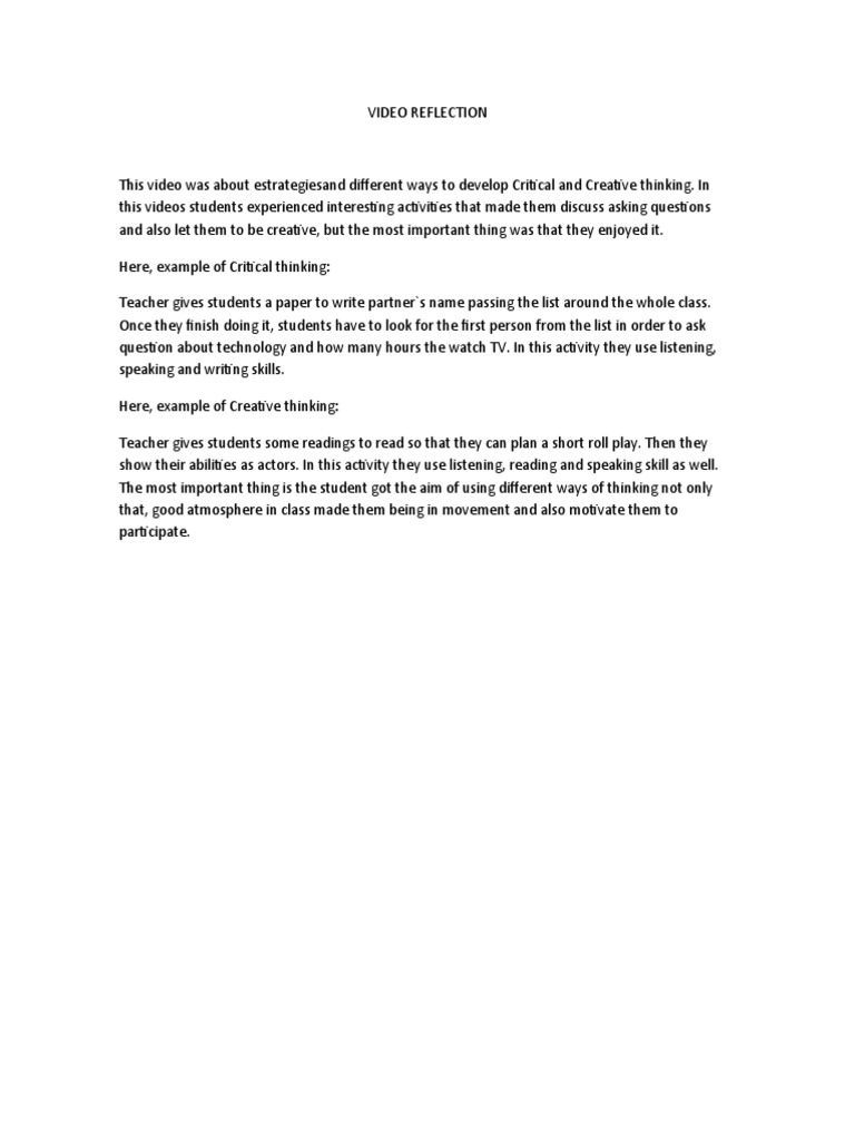 Video Reflection | PDF