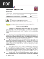 Arw3 Final Written Exam: SECTION I: Reading Comprehension Part A