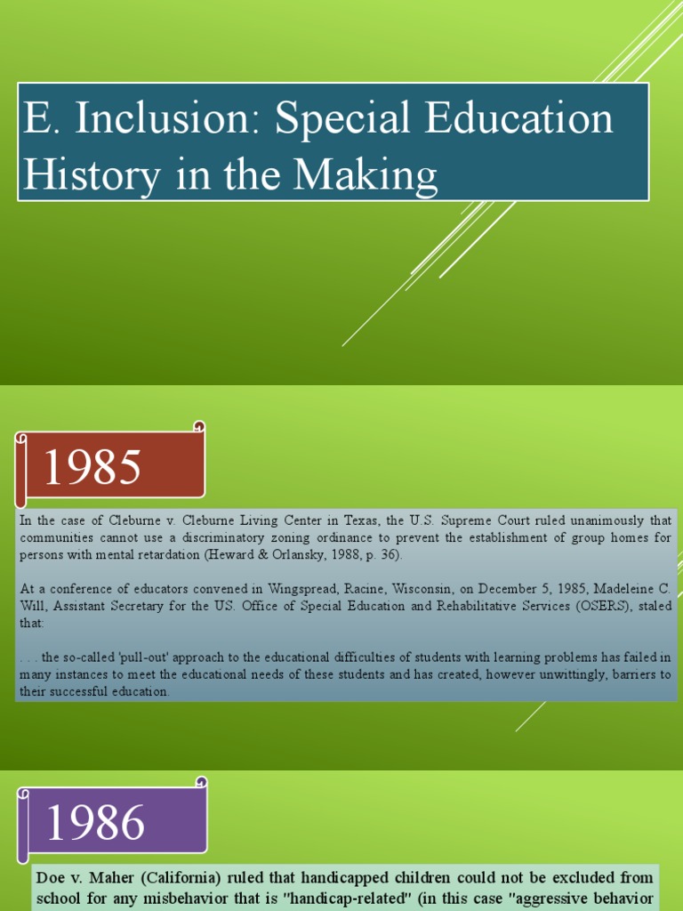 E. Inclusion: Special Education History in The Making | PDF | No Child ...
