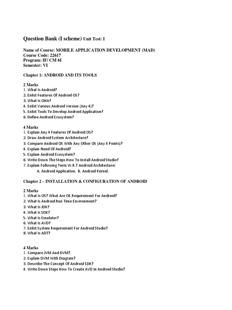 Mobile Programming Notes for 6th Sem | PDF | Android (Operating System ...