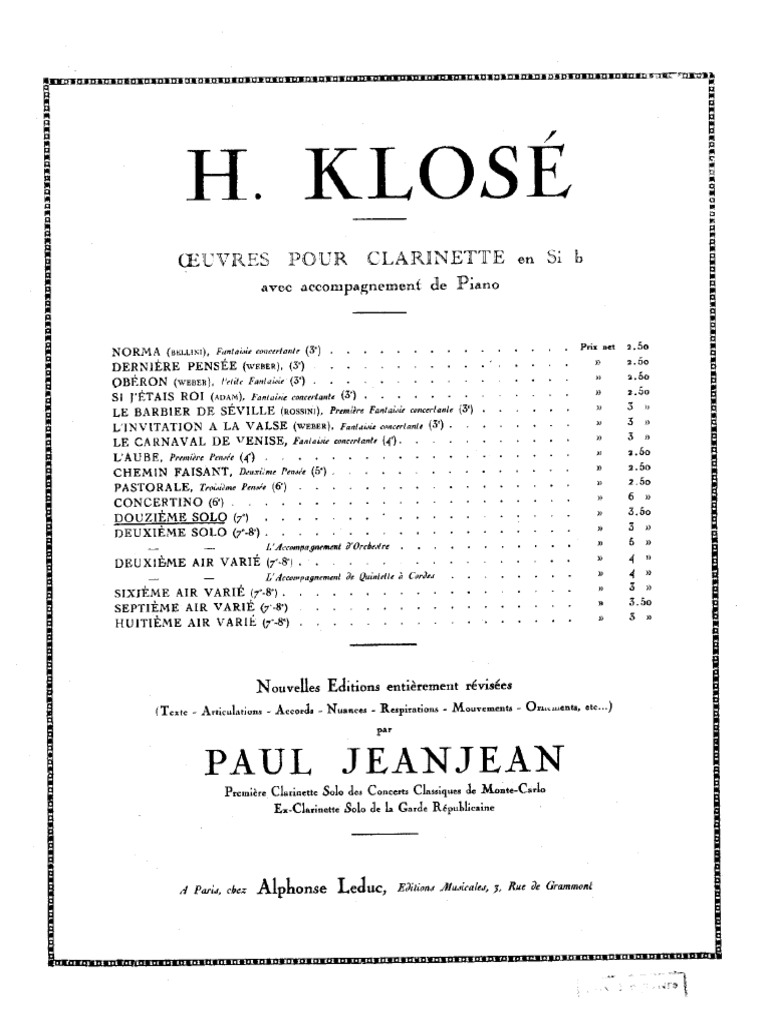 Klose Solo No12 & Piano PDF