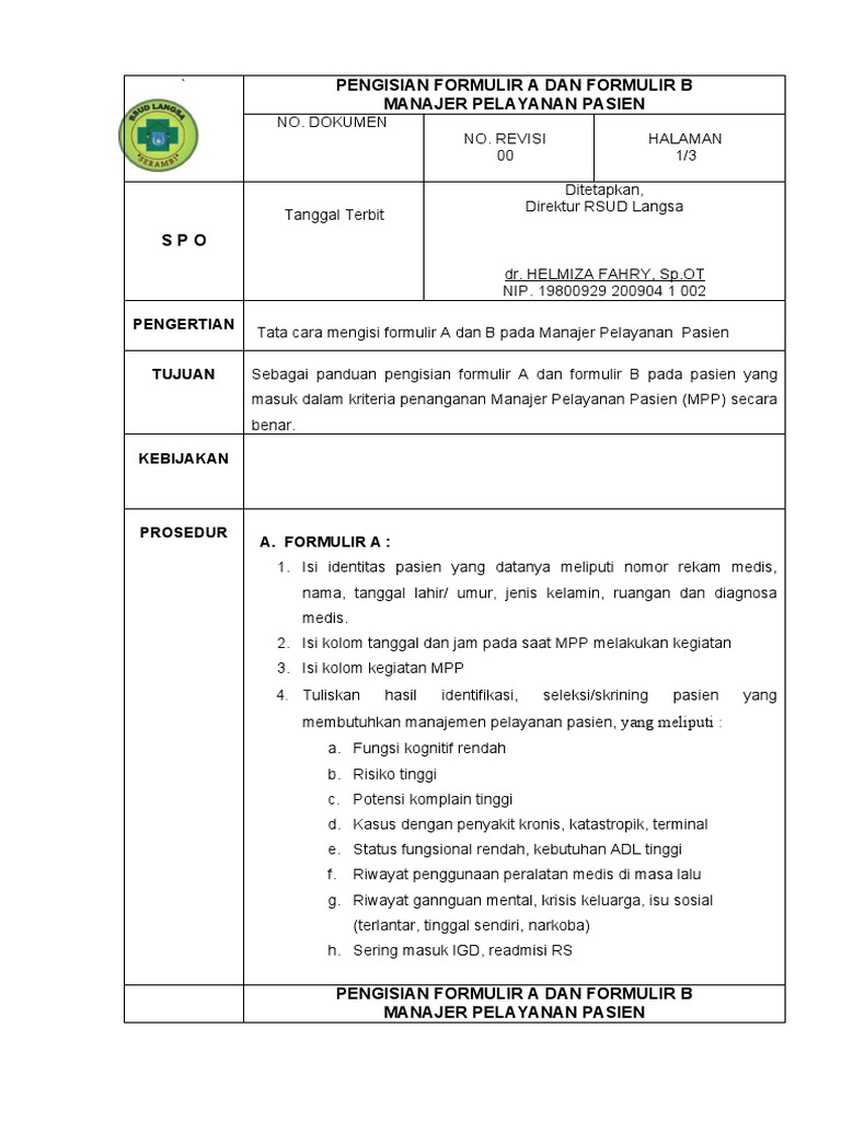 Panduan Pengisian Formulir A dan B MPP | PDF | Ilmu Sosial | Sains ...