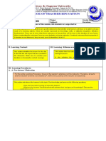 Learning Plan: College of Teacher Education