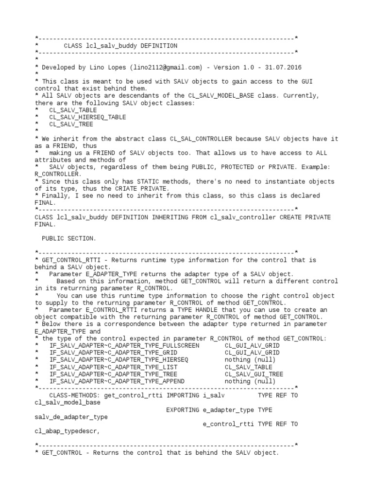 SALV Control Access Class Overview | PDF | Class (Computer Programming ...
