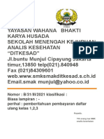 Nomor: B/31/III/2021 Klasifikasi: Biasa Lampiran: - Perihal: Pemberitahuan Pembayaran Daftar Ulang Kelas 1,2,3