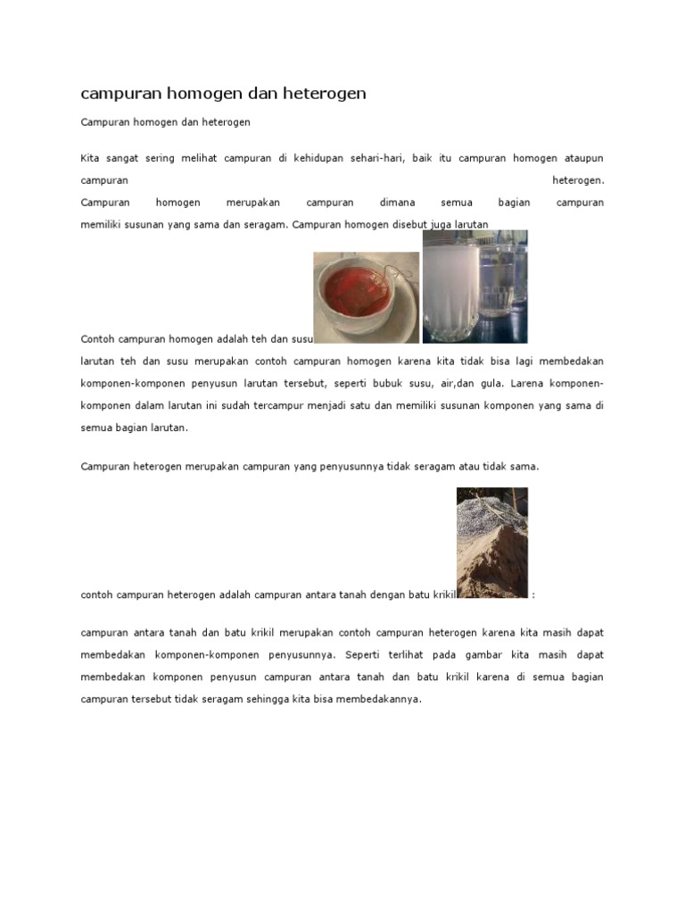 Campuran Homogen dan Heterogen | PDF | Pengembangan Diri