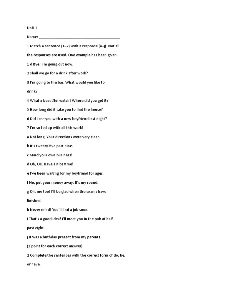 Unit 1 Test | PDF | Foreign Language Studies