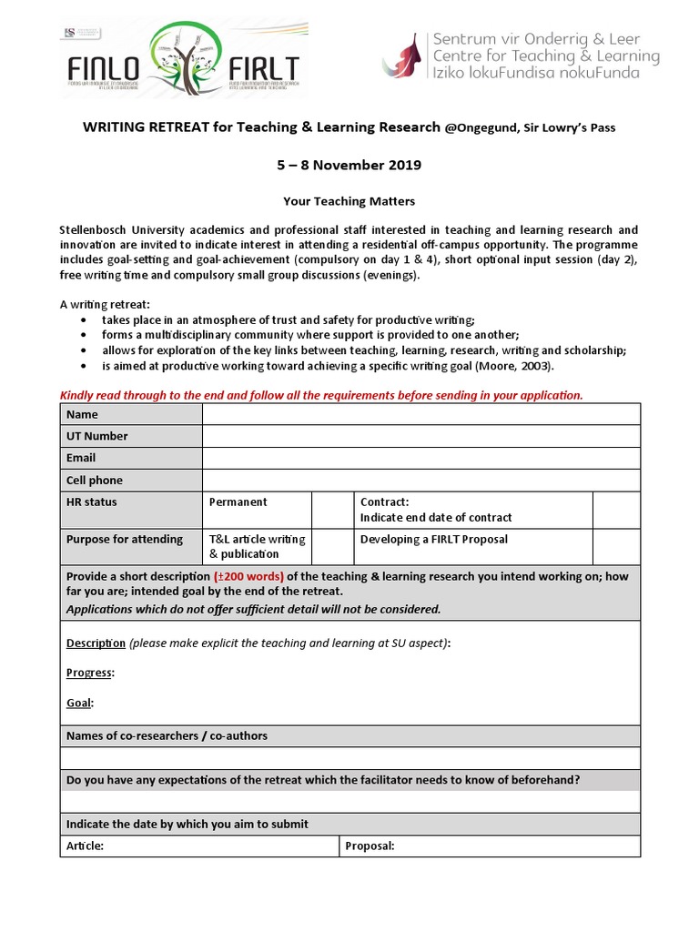 Teaching & Learning Writing Retreat 2019 | PDF | Human Nature | Beverages