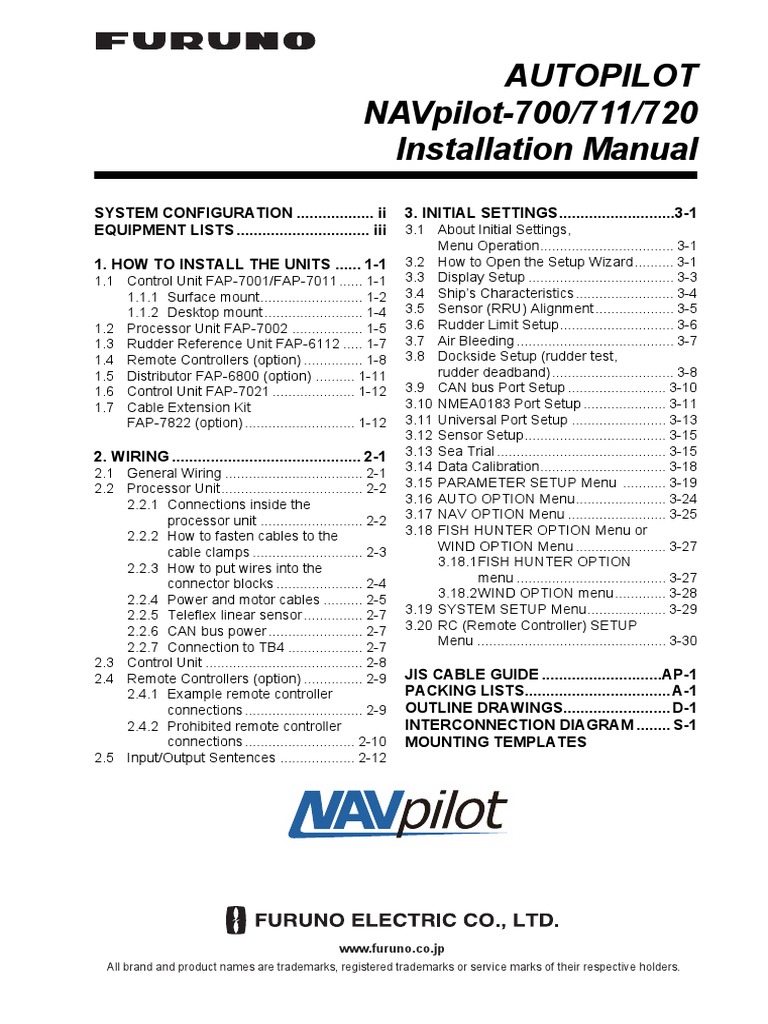 AUTOPILOT NAVpilot-700 - 711 - 720 Installation Manual | PDF