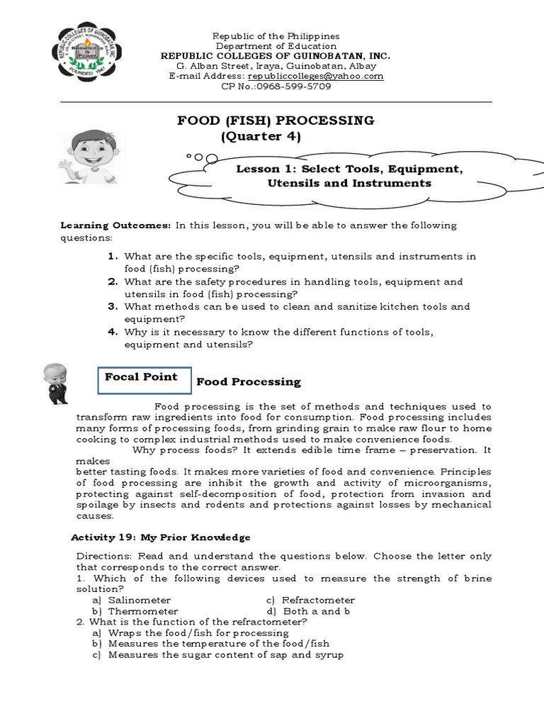 Food FishProcessing TLE 78 PDF Disinfectant Foods
