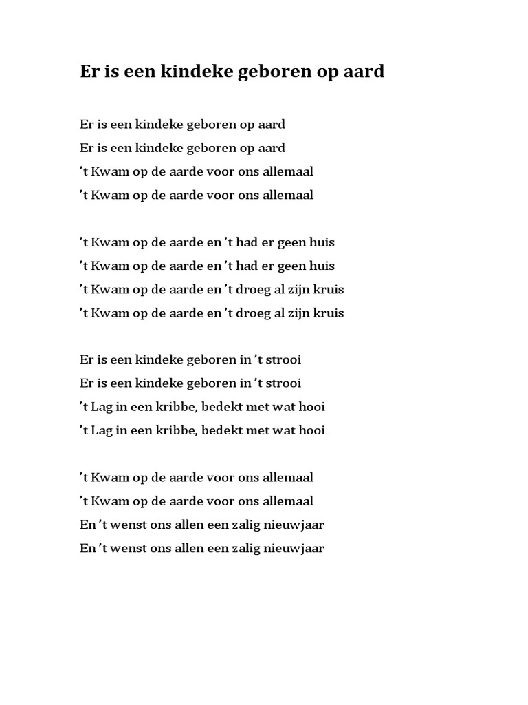 Er Is Een Kindeke Geboren Op Aard PDF